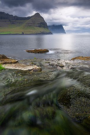 Seascape near Viðareiði village on the island of Viðoy, Vidoy island, Faeroe islands, Denmark, Europe